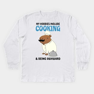 My hobbies include Cooking and being awkward Capybara Kids Long Sleeve T-Shirt